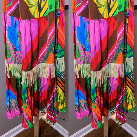 Anthropologie Farm Rio Palila Fringed Midi Dress - Picture 7 of 8